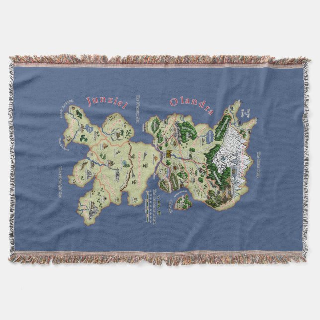 Map of Olandra & Junziel - Throw Blanket (Front)