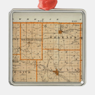 Map of Orange County Metal Ornament