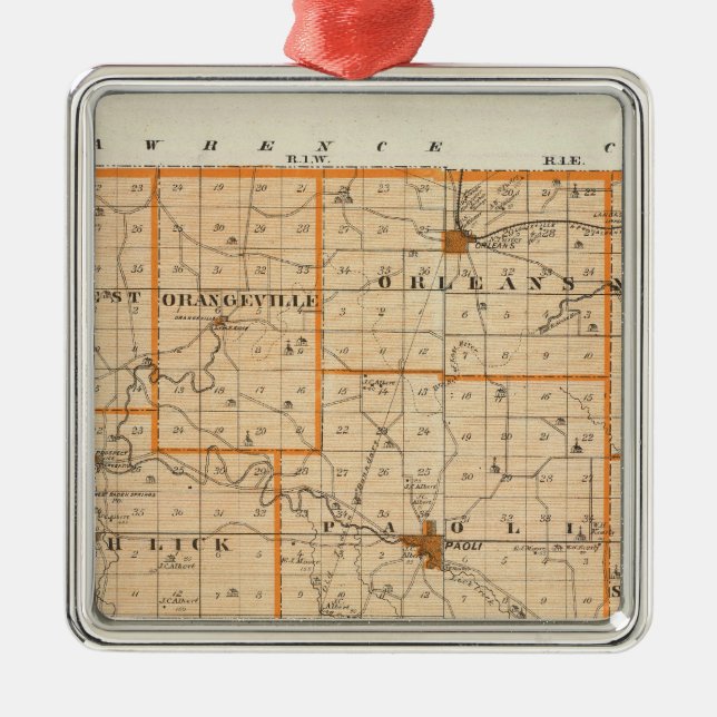 Map of Orange County Metal Ornament (Front)