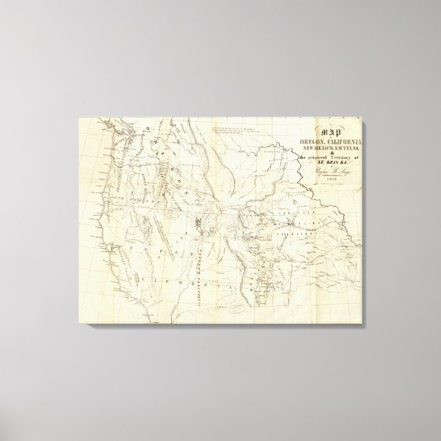Map of Oregon, California, New Mexico Canvas Print (Front)