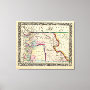 Map Of Oregon, Washington Canvas Print