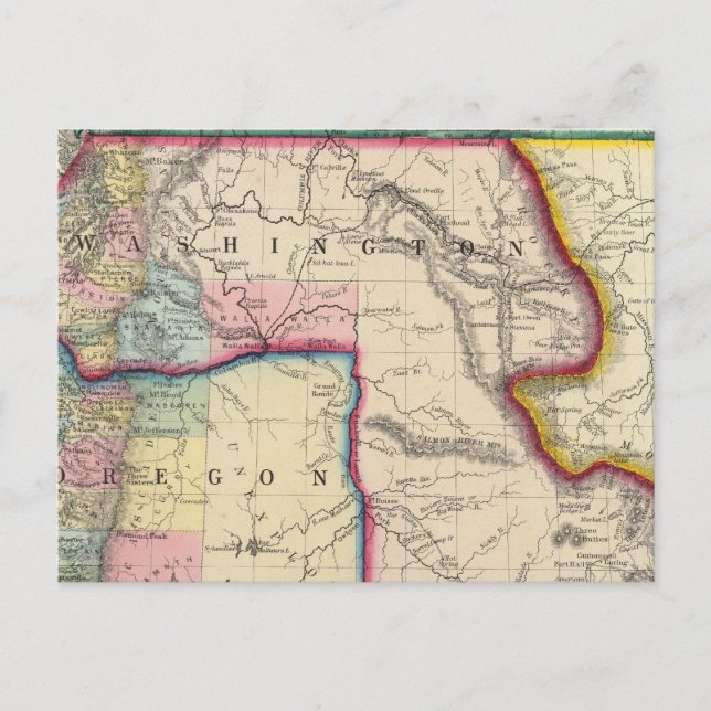 Map Of Oregon, Washington Postcard (Front)