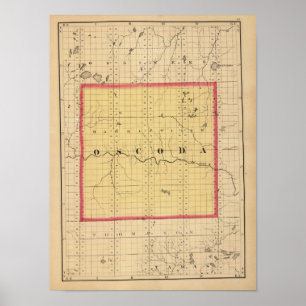 Map of Oscoda County, Michigan Poster