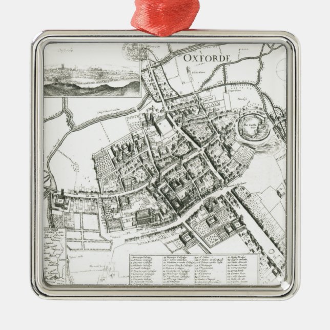 Map of Oxford, 1643 Metal Ornament (Front)