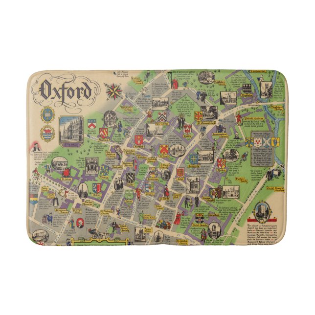 Map of Oxford, England (British Railways) Bath Mat (Front)
