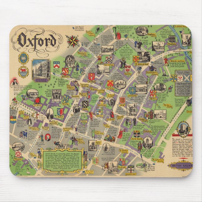 Map of Oxford, England (British Railways) Mouse Pad (Front)