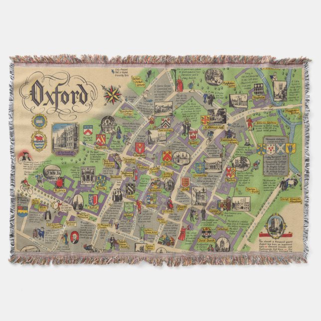 Map of Oxford, England (British Railways) Throw Blanket (Front)