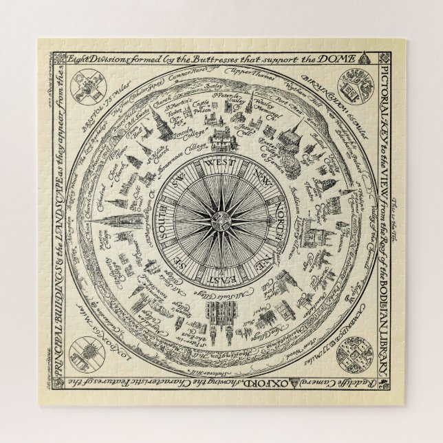 Map of Oxford view from the Bodleian Library Jigsaw Puzzle (Horizontal)