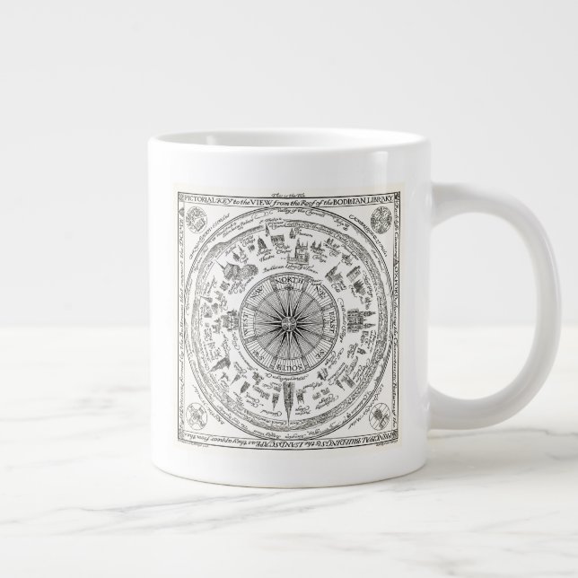 Map of Oxford view from the Bodleian Library Large Coffee Mug (Right)