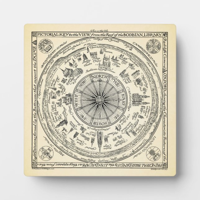 Map of Oxford view from the Bodleian Library Plaque (Front)