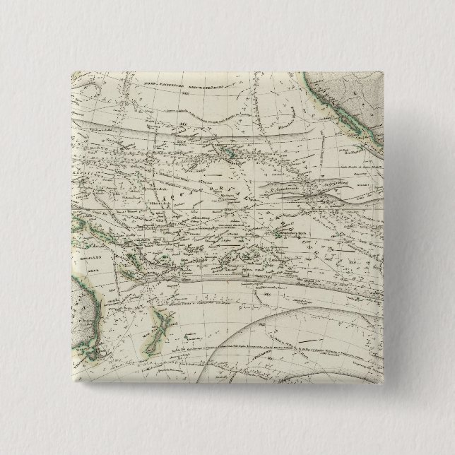 Map of Pacific Ocean 2 Inch Square Button (Front)