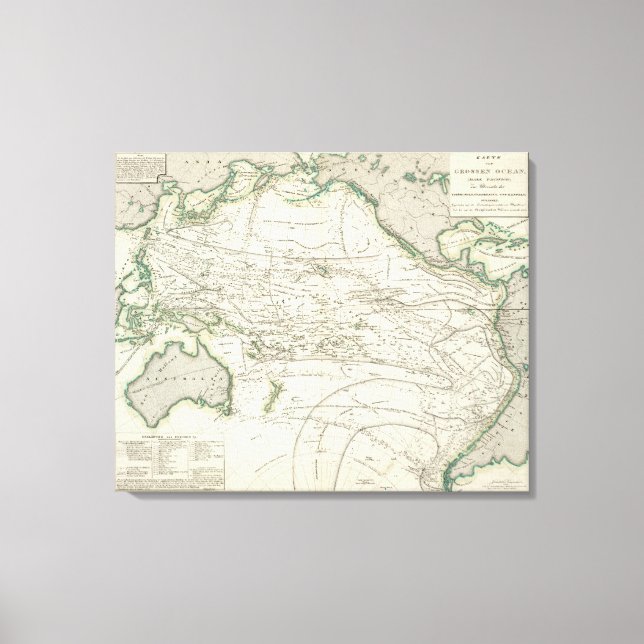 Map of Pacific Ocean Canvas Print (Front)