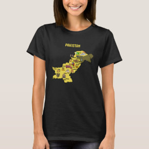 map of Pakistan Pakistani symbols culture and land T-Shirt