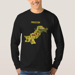 map of Pakistan Pakistani symbols culture and land T-Shirt