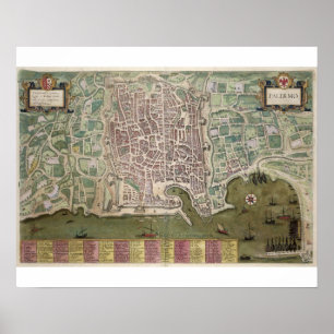 Map of Palermo, from 'Civitates Orbis Terrarum' by Poster