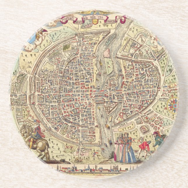 Map of Paris, 1576 Coaster (Front)
