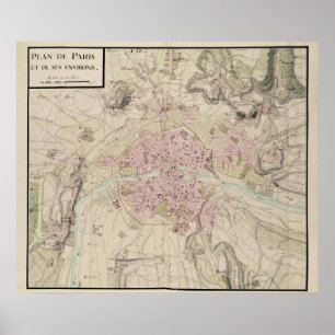 Map of Paris and its Surrounding Poster
