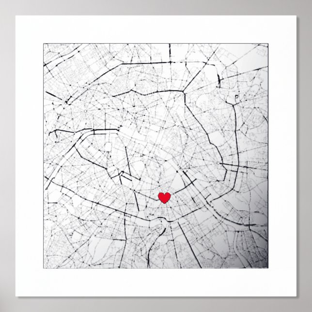   Map of Paris, France Modern Elegant Classy Gift Foil Prints (Front)