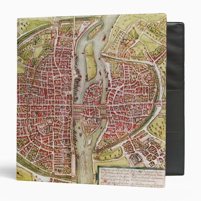 Map of Paris from 'Civitates orbis terrarrum' Binder (Front/Inside)