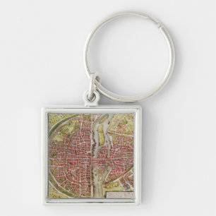 Map of Paris from 'Civitates orbis terrarrum' Keychain