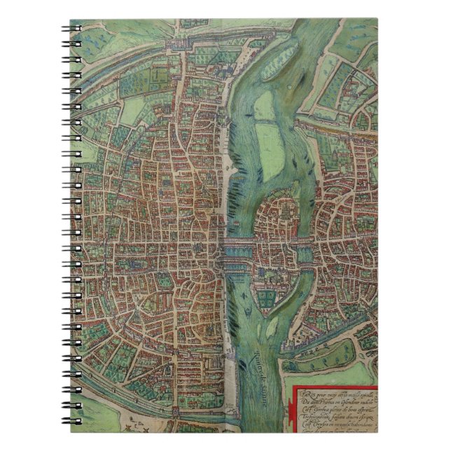 Map of Paris, from 'Civitates Orbis Terrarum' by G Notebook (Front)