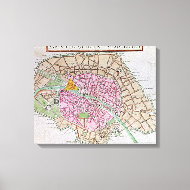 Map of Paris, June 1800 Canvas Print (Front)