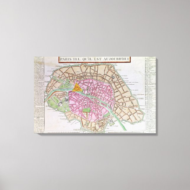 Map of Paris, June 1800 Canvas Print (Front)