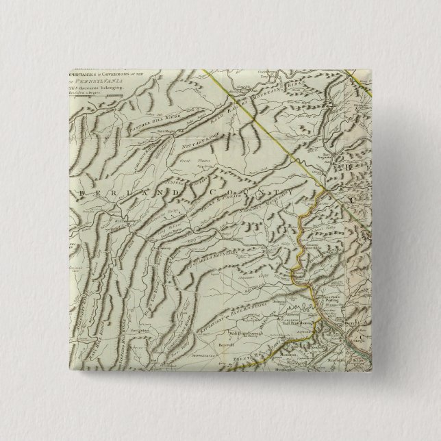 Map Of Pennsylvania 2 Inch Square Button (Front)