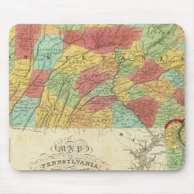 Map Of Pennsylvania New Jersey And Delaware Mouse Pad (Front)