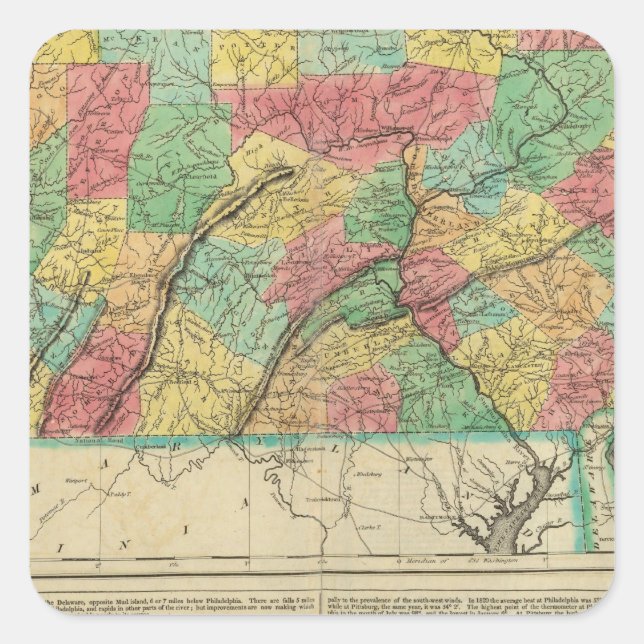 Map Of Pennsylvania Square Sticker (Front)