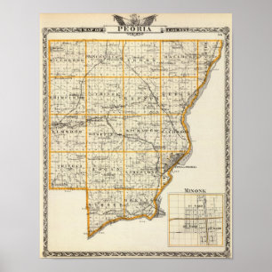 Map of Peoria County and Minonk Poster