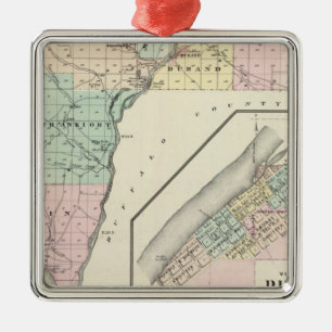 Map of Pepin County and Village of Durand Metal Ornament