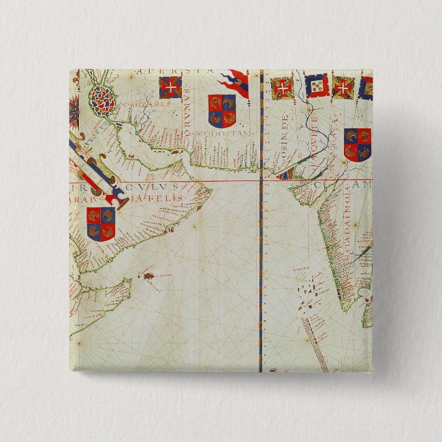 Map of Persia, Arabia and India 2 Inch Square Button (Front)