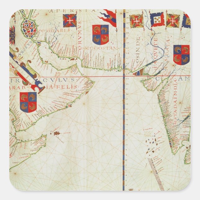 Map of Persia, Arabia and India Square Sticker (Front)