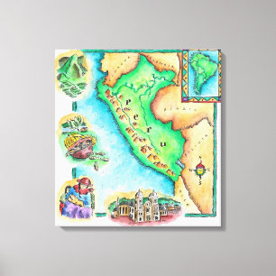 Map of Peru Canvas Print