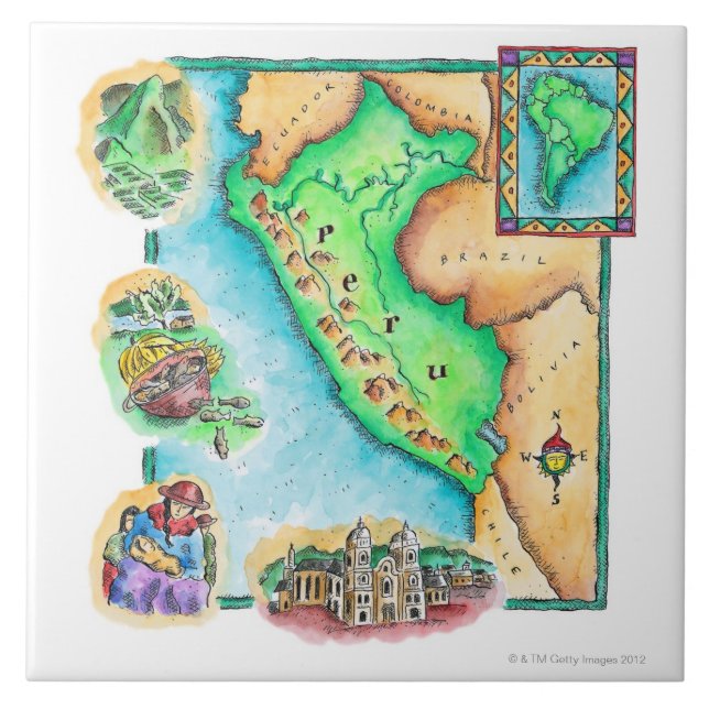 Map of Peru Tile (Front)