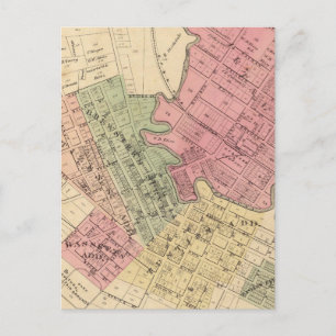 Map of Petaluma City 1877 Postcard