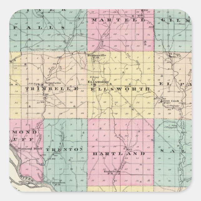 Map of Pierce County and Ellsworth Square Sticker (Front)