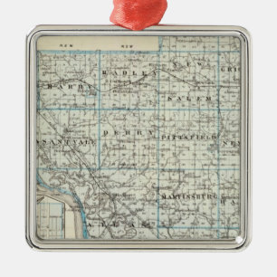 Map of Pike County and Pittsfield Metal Ornament