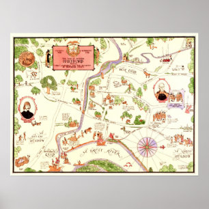 Map of pioneer Hartford, CT in the 1600's Poster