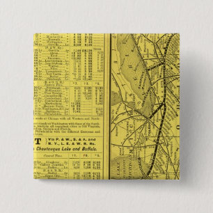 Map of Pittsburgh and Western Railway 2 Inch Square Button