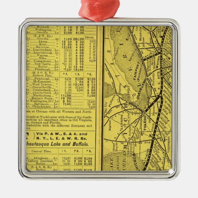 Map of Pittsburgh and Western Railway Metal Ornament (Front)