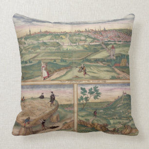 Map of Poitiers, from 'Civitates Orbis Terrarum' b Throw Pillow