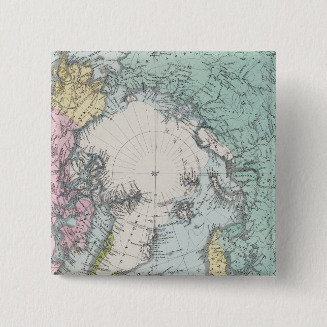 Map of Polar Seas 2 Inch Square Button (Front)