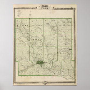 Map of Polk County, State of Iowa Poster