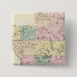 Map of Polk County, State of Wisconsin 2 Inch Square Button