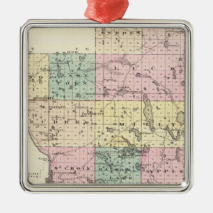 Map of Polk County, State of Wisconsin Metal Ornament