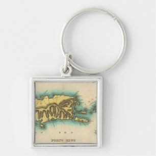 Map Of Porto Rico And The Virgin Islands Keychain