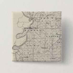 Map of Posey County 2 Inch Square Button