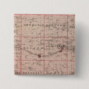 Map of Poweshiek County, State of Iowa 2 Inch Square Button